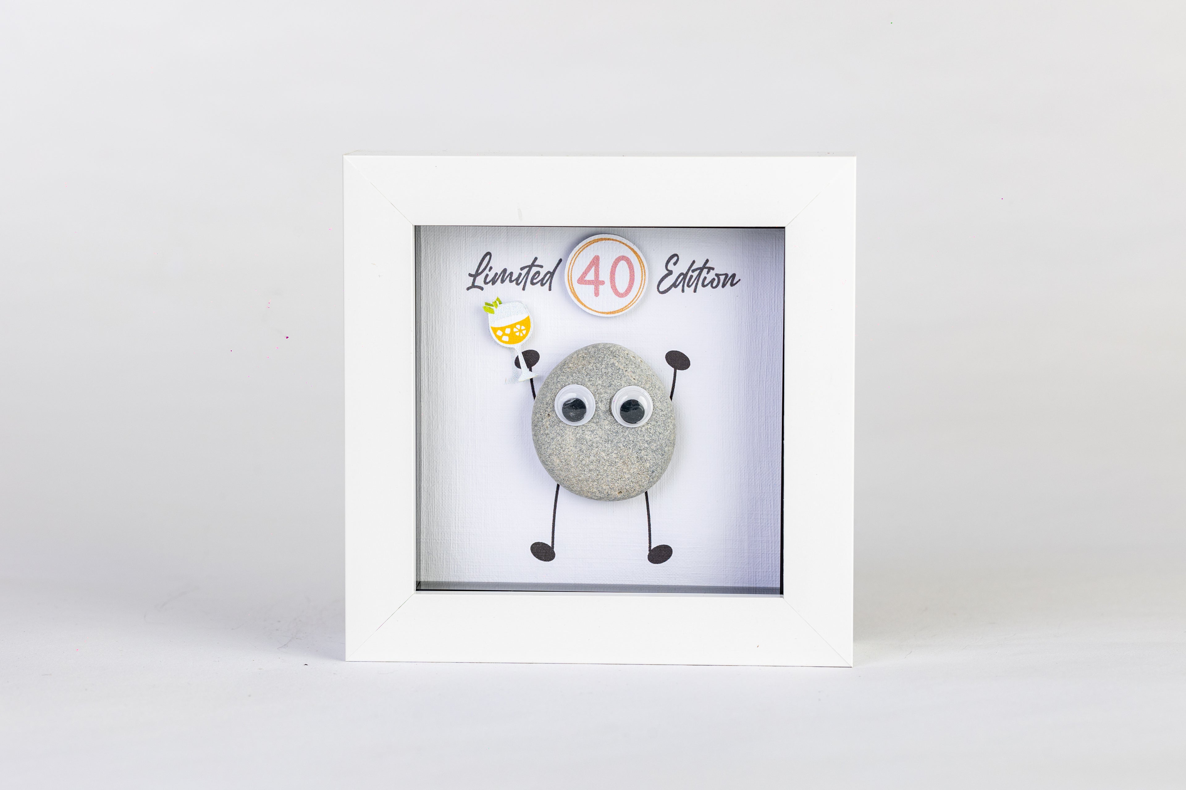 Limited Edition Milestone Birthday Pebble Art – 4×4 Box Frame