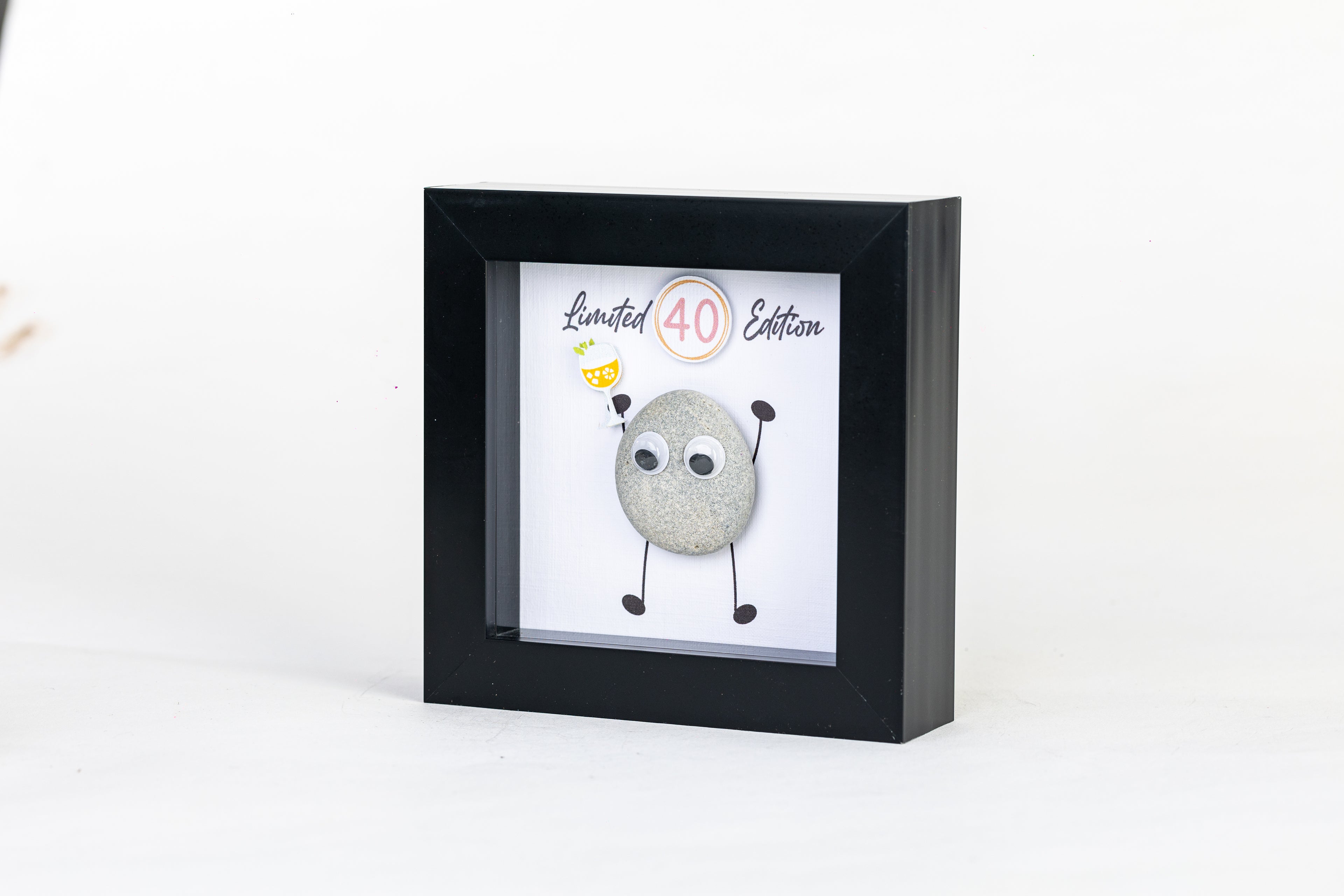 Limited Edition Milestone Birthday Pebble Art – 4×4 Box Frame