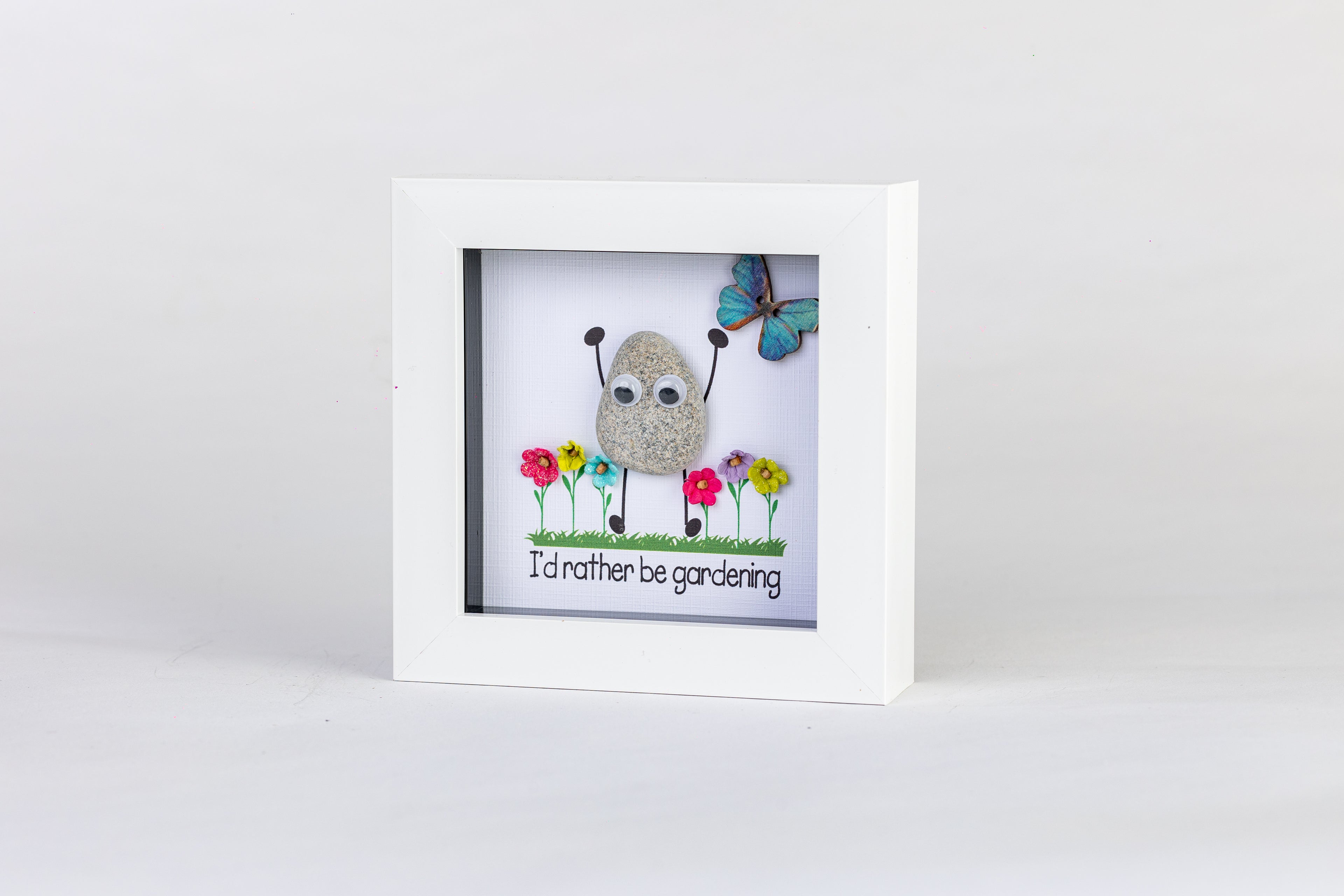 I’d Rather Be Gardening – Pebble Art – 4×4 Box Frame