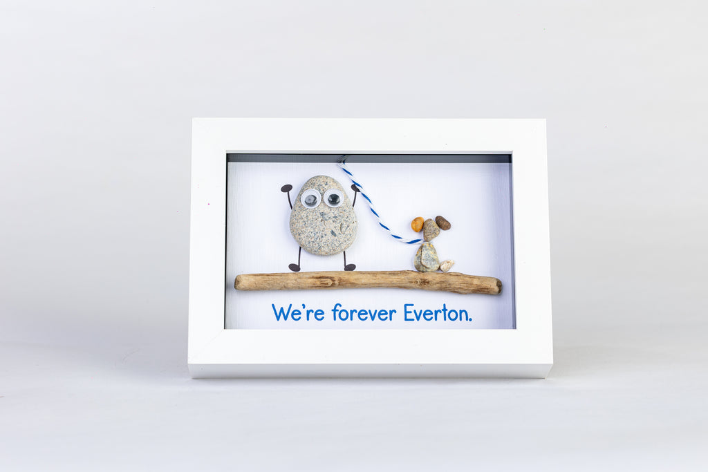 We’re Forever Everton – Personalised Dog Pebble Art – 6×4 Landscape Frame