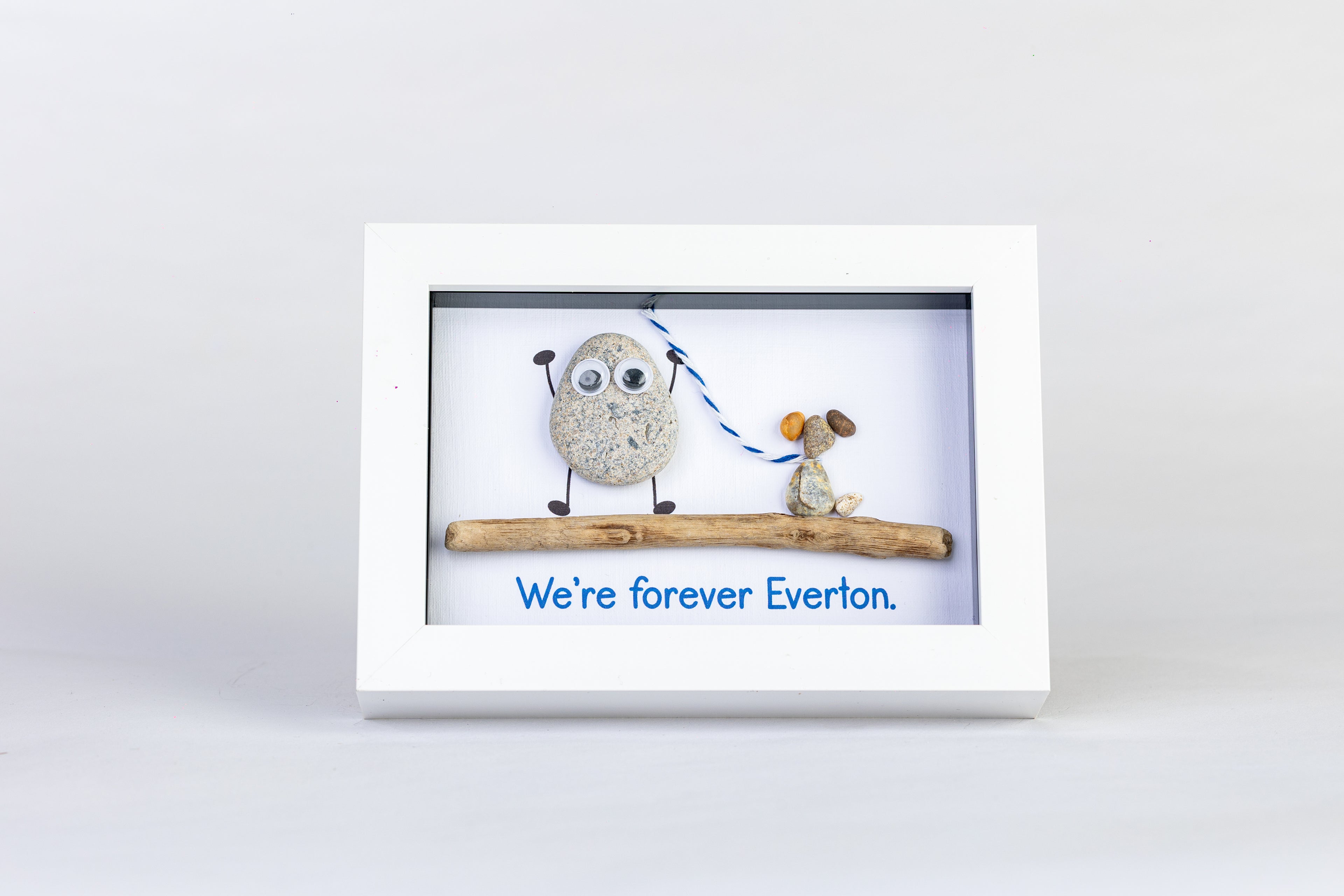We’re Forever Everton – Personalised Dog Pebble Art – 6×4 Landscape Frame