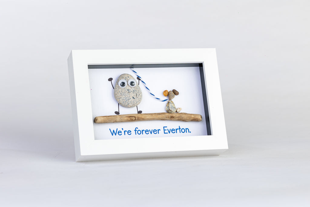We’re Forever Everton – Personalised Dog Pebble Art – 6×4 Landscape Frame
