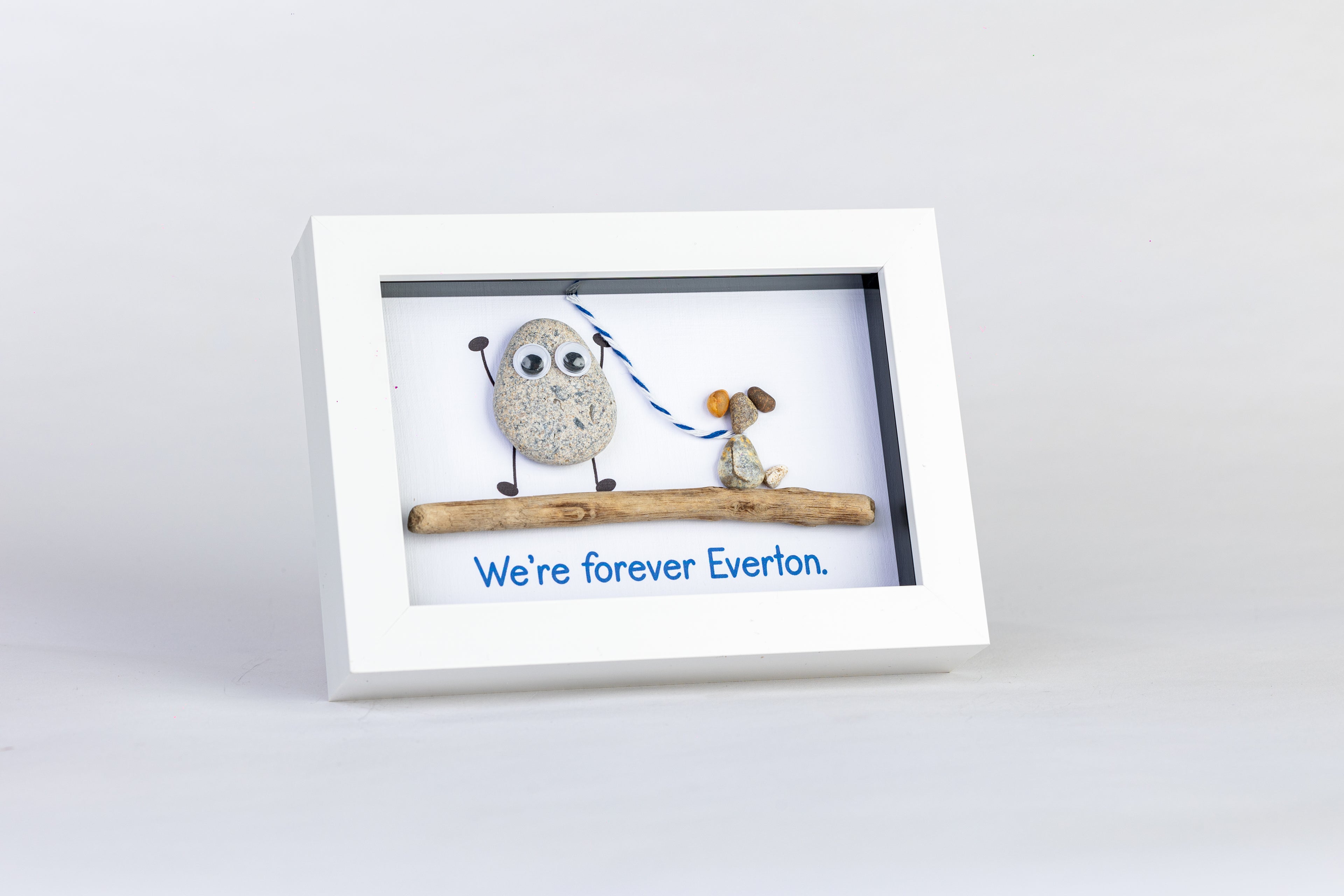 We’re Forever Everton – Personalised Dog Pebble Art – 6×4 Landscape Frame