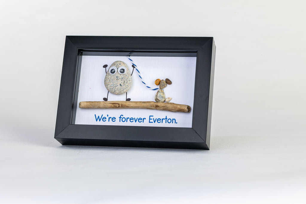 We’re Forever Everton – Personalised Dog Pebble Art – 6×4 Landscape Frame