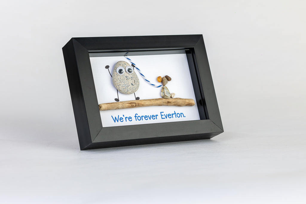 We’re Forever Everton – Personalised Dog Pebble Art – 6×4 Landscape Frame