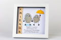 Friends in the Rain – Pebble Art – 6×6 Box Frame