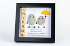 Friends in the Rain – Pebble Art – 6×6 Box Frame