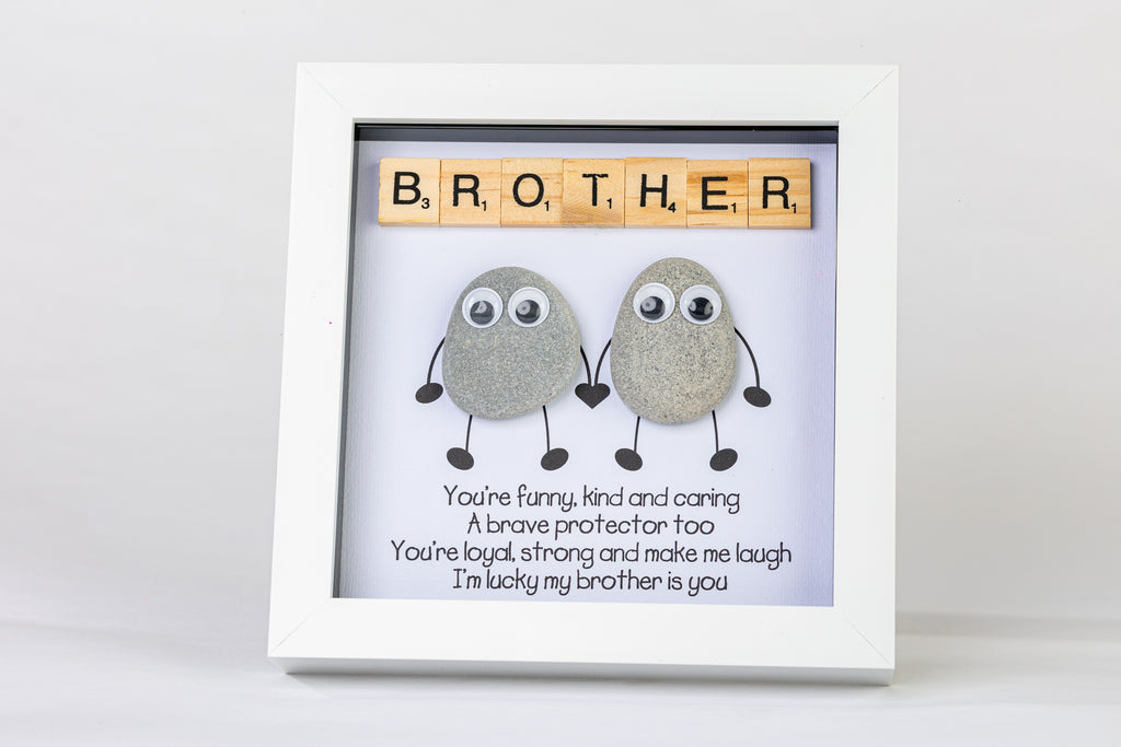 Brother – I’m Lucky – Pebble Art – 6×6 Box Frame