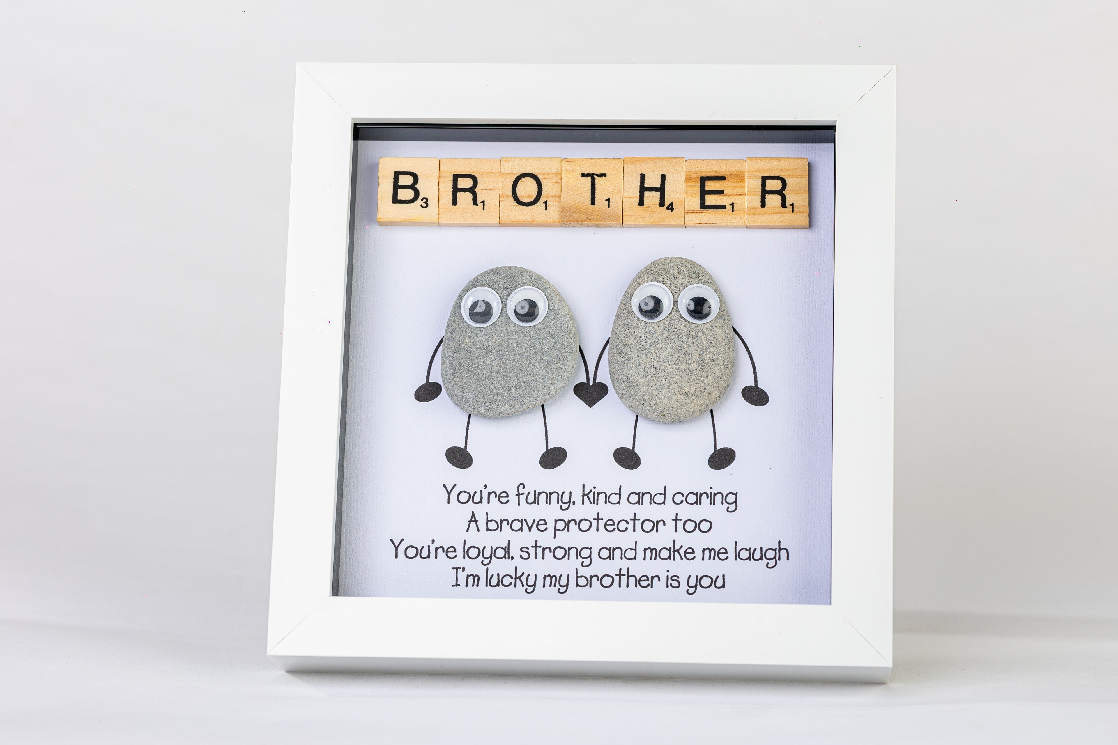 Brother – I’m Lucky – Pebble Art – 6×6 Box Frame