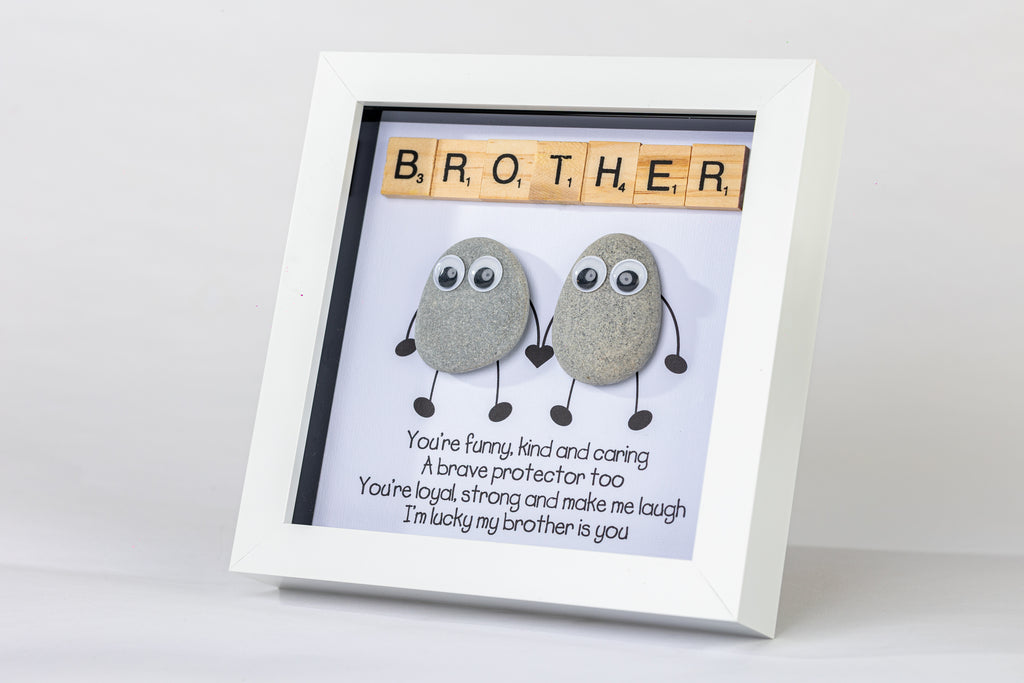 Brother – I’m Lucky – Pebble Art – 6×6 Box Frame