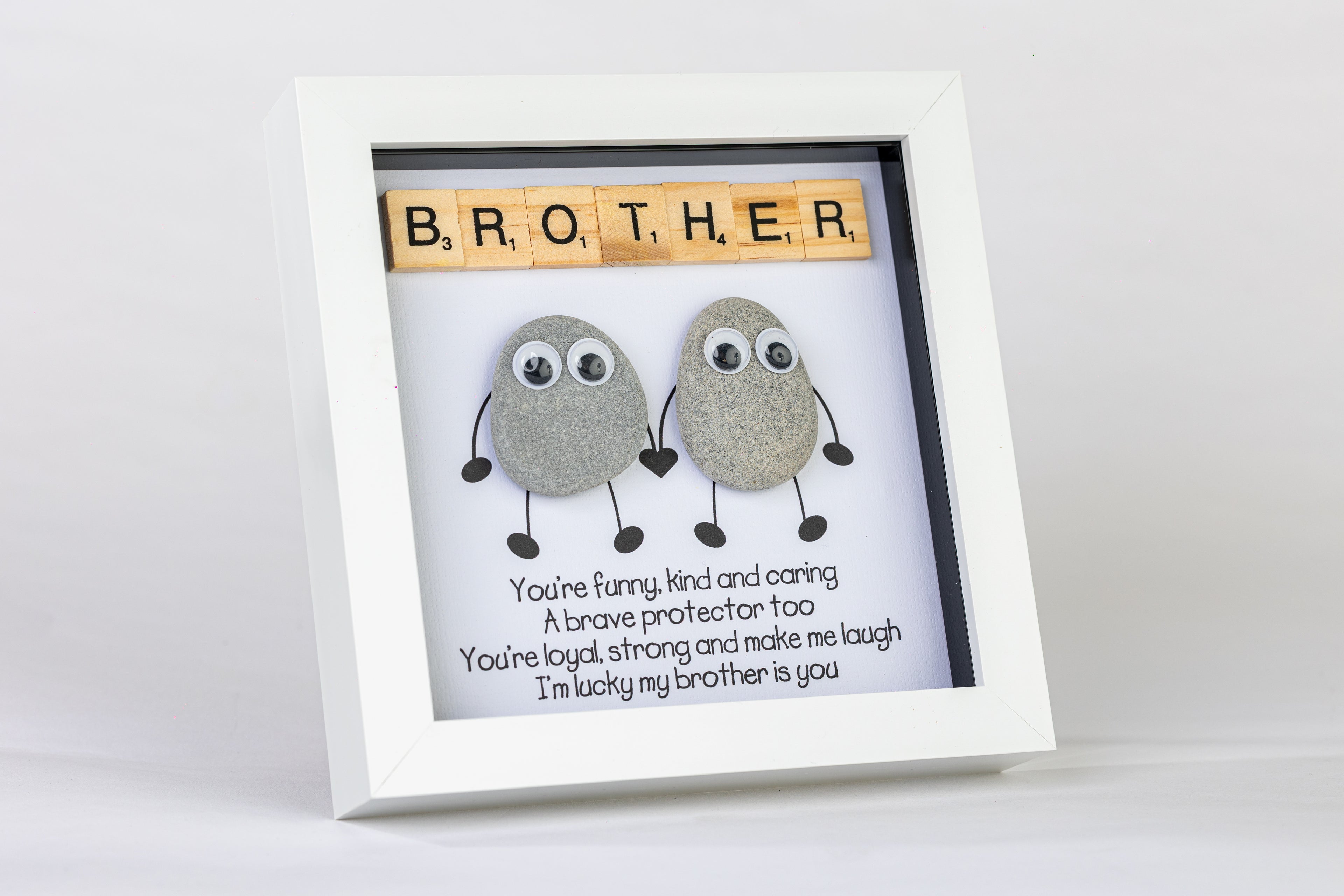 Brother – I’m Lucky – Pebble Art – 6×6 Box Frame