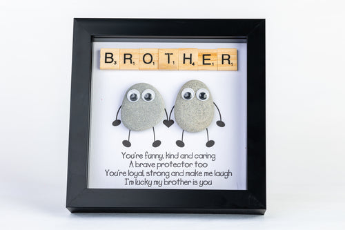 Brother – I’m Lucky – Pebble Art – 6×6 Box Frame