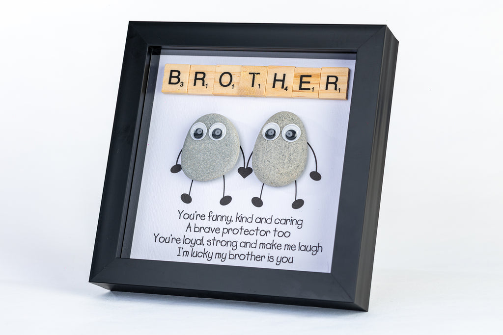 Brother – I’m Lucky – Pebble Art – 6×6 Box Frame