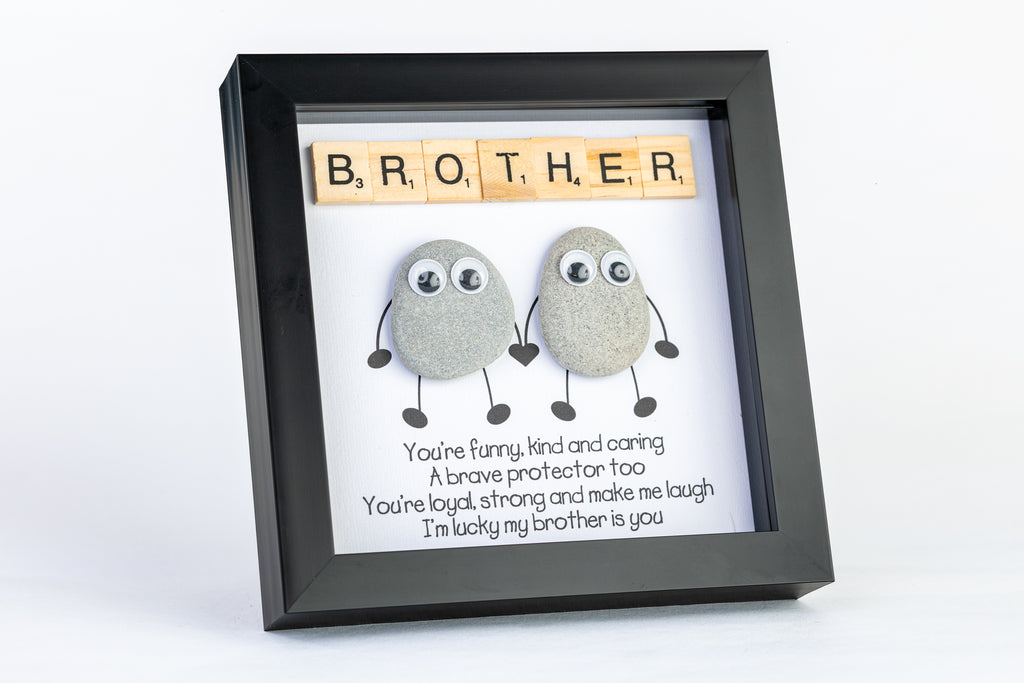 Brother – I’m Lucky – Pebble Art – 6×6 Box Frame