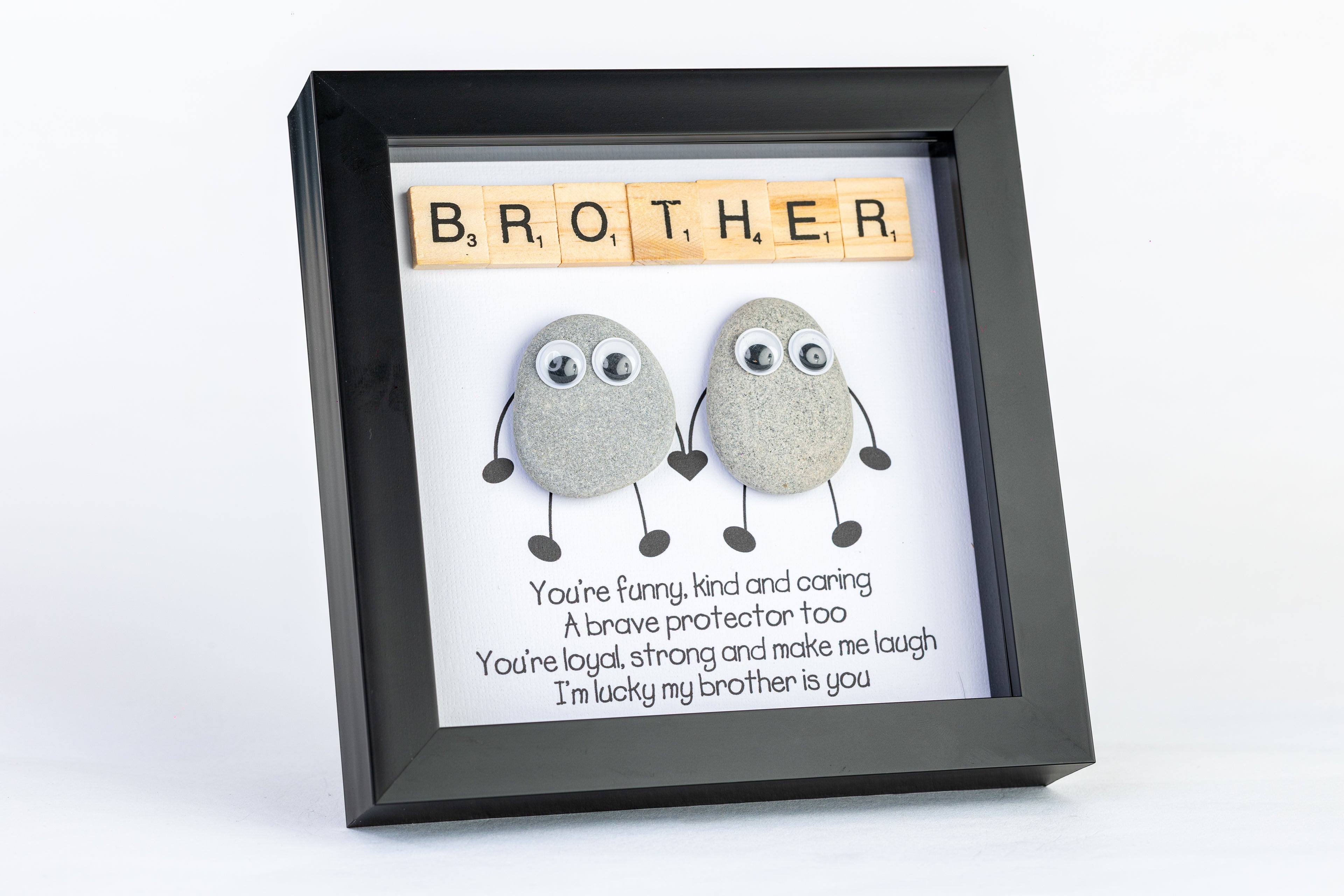 Brother – I’m Lucky – Pebble Art – 6×6 Box Frame