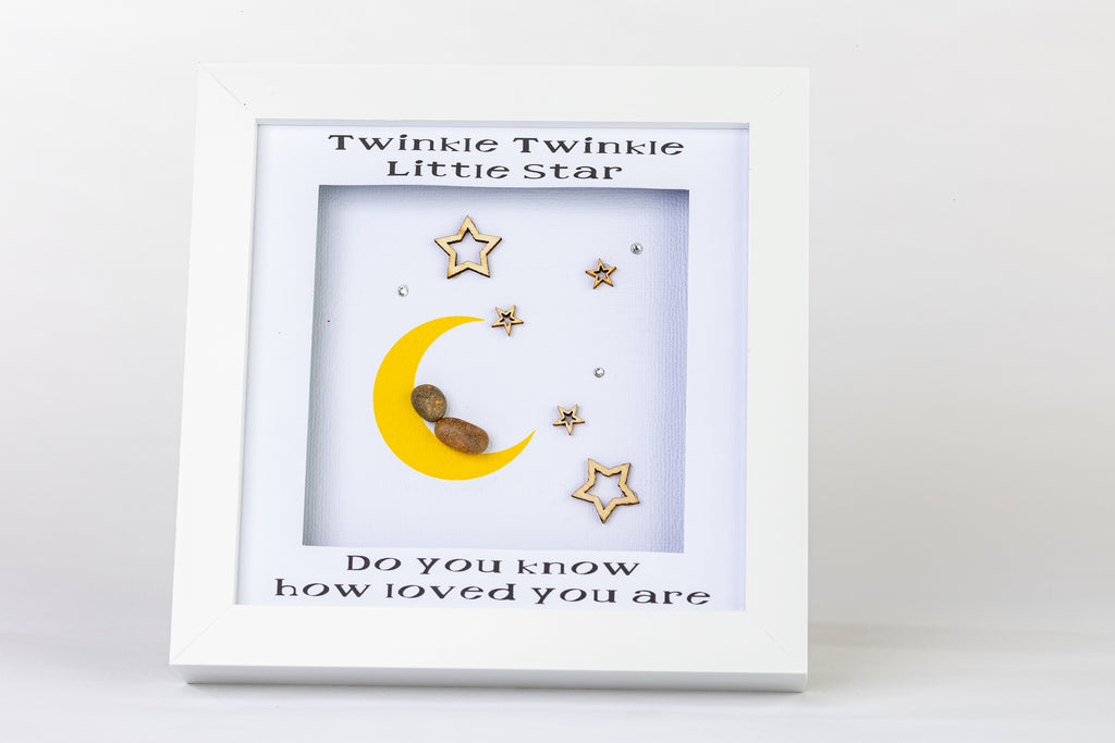 Twinkle Twinkle – Pebble Art – 6×6 Box Frame