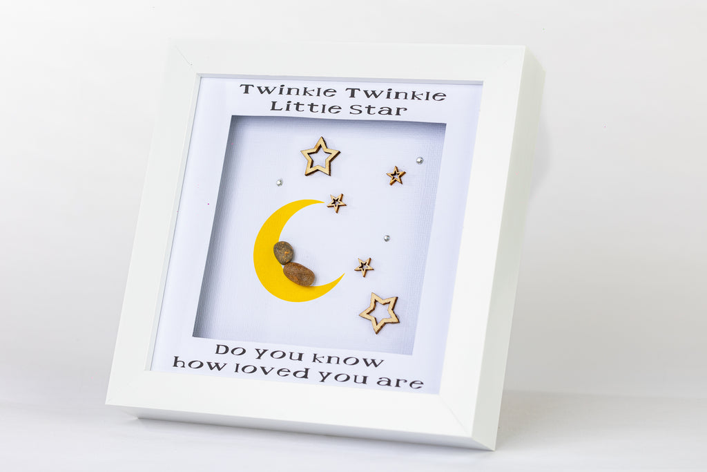Twinkle Twinkle – Pebble Art – 6×6 Box Frame