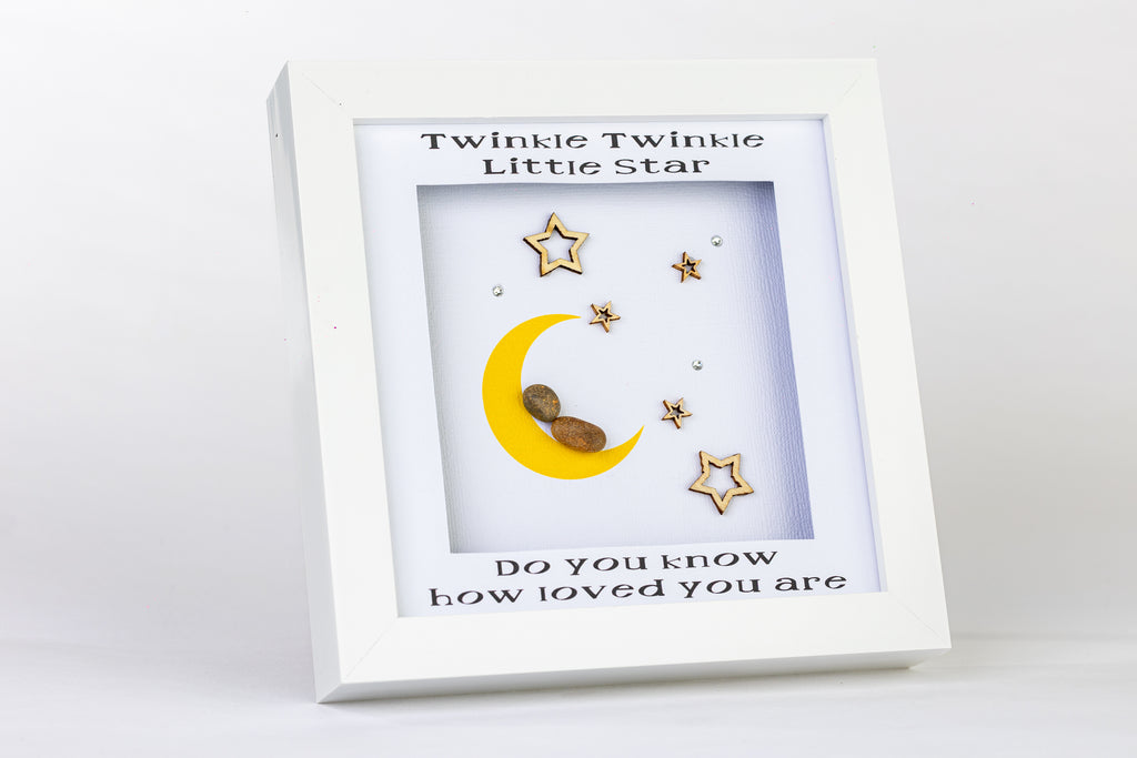 Twinkle Twinkle – Pebble Art – 6×6 Box Frame