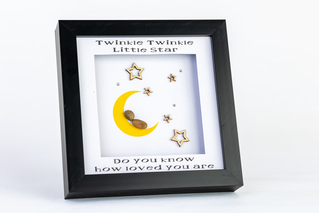 Twinkle Twinkle – Pebble Art – 6×6 Box Frame