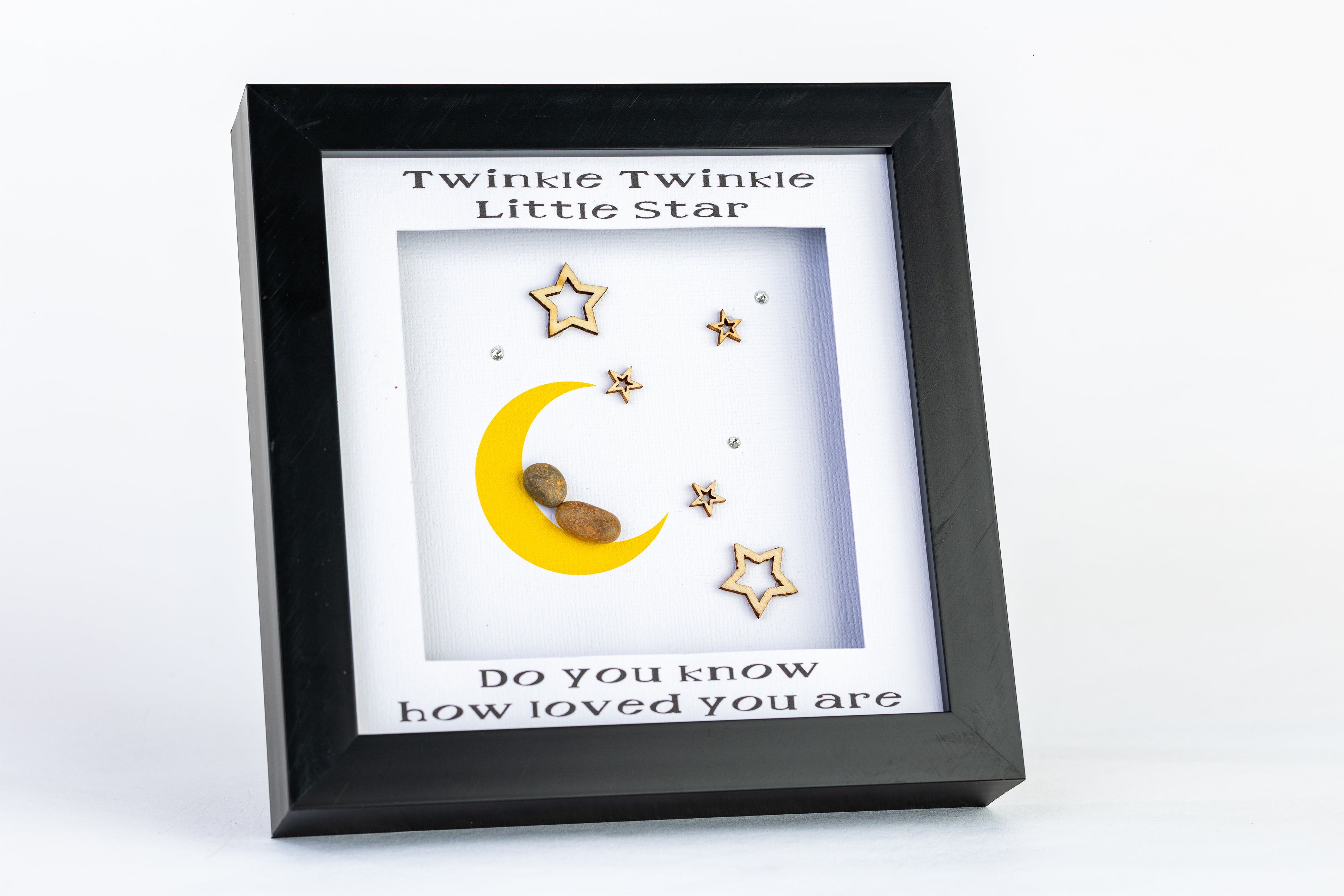 Twinkle Twinkle – Pebble Art – 6×6 Box Frame