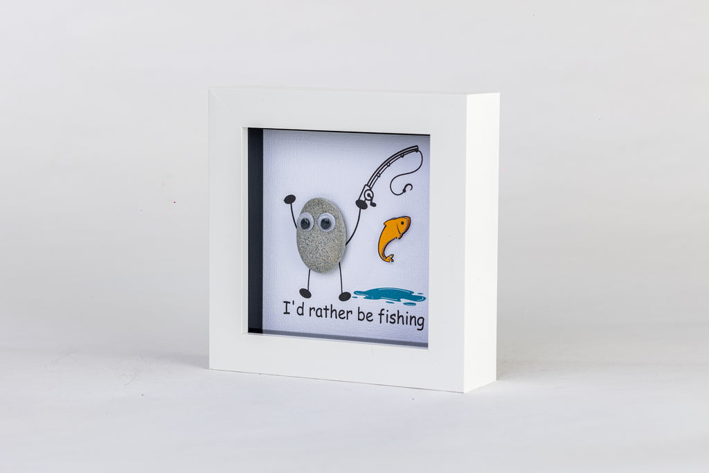 I’d Rather Be Fishing – Pebble Art – 4×4 Box Frame