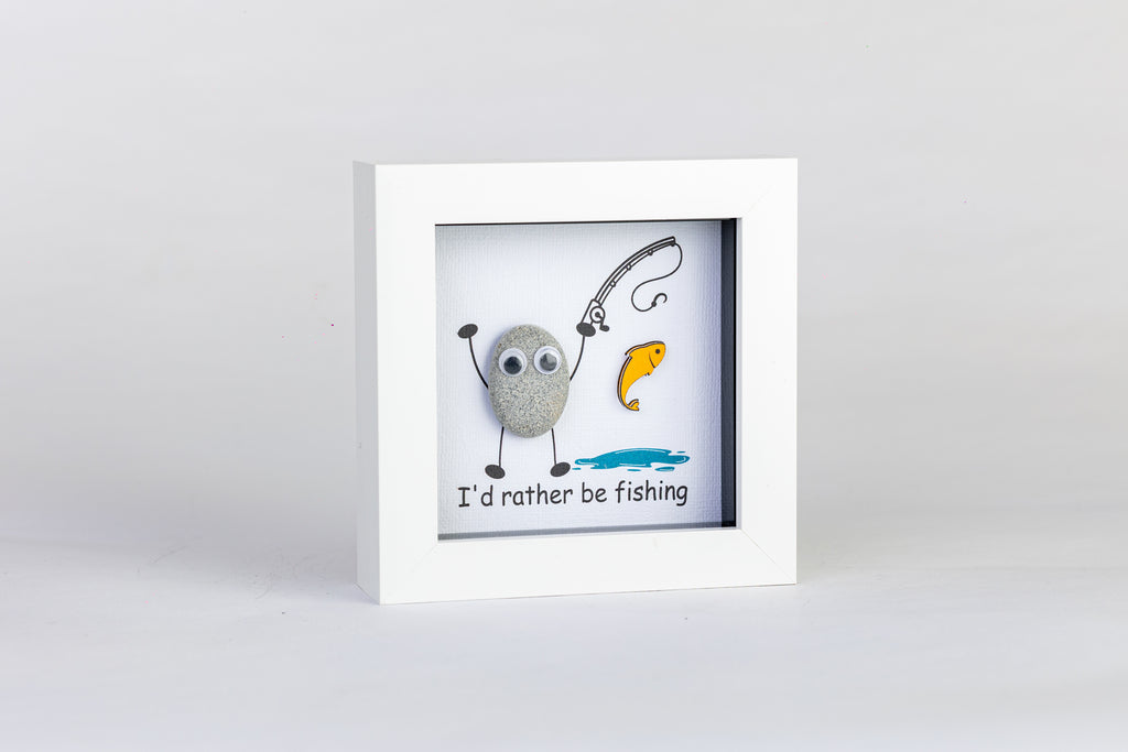 I’d Rather Be Fishing – Pebble Art – 4×4 Box Frame