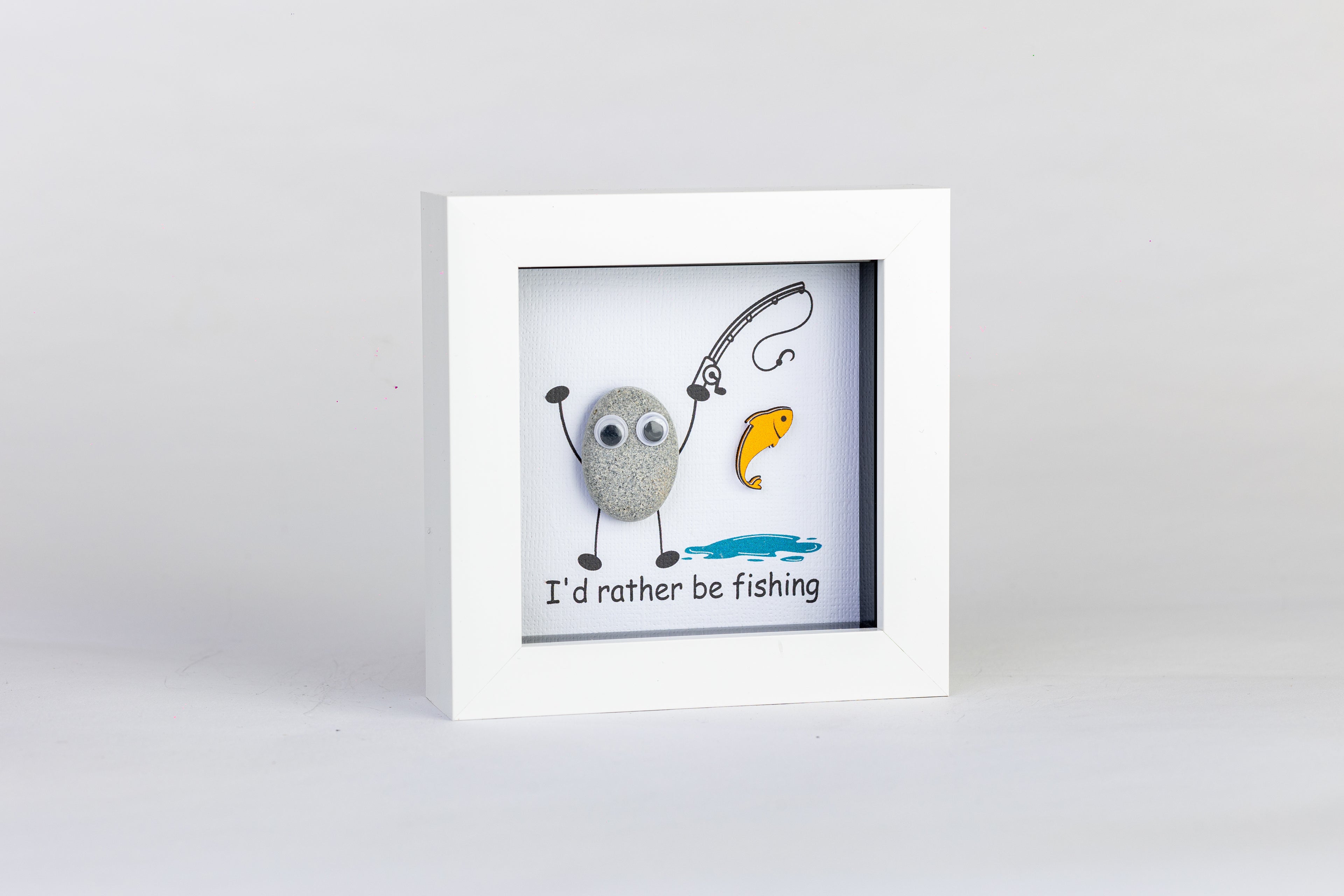 I’d Rather Be Fishing – Pebble Art – 4×4 Box Frame
