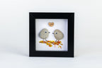 Love Birds – Pebble Art – 4×4 Box Frame