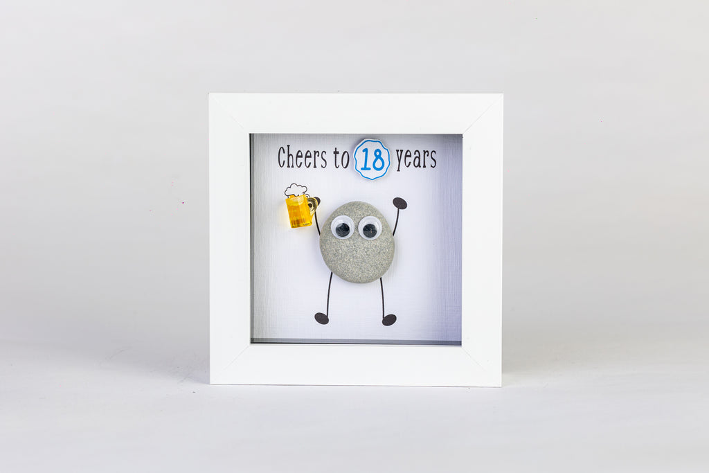 Cheers – Pebble Art – 4×4 Box Frame
