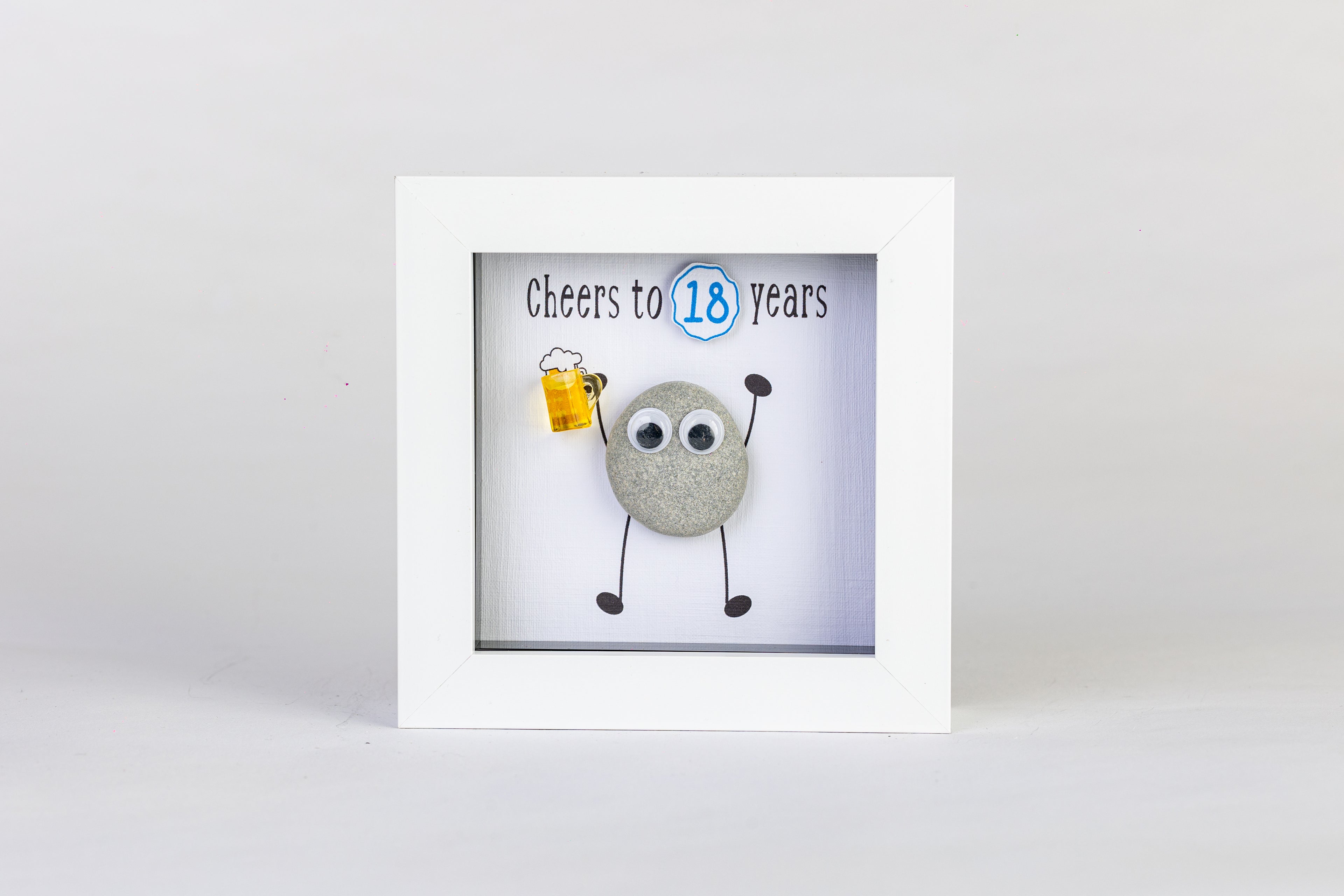 Cheers – Pebble Art – 4×4 Box Frame