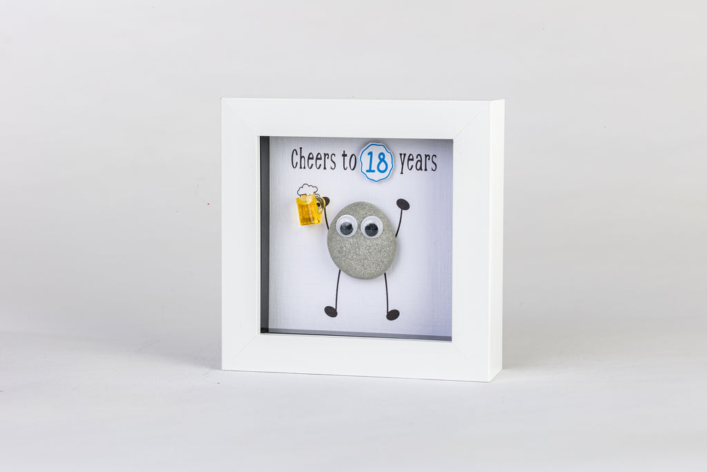 Cheers – Pebble Art – 4×4 Box Frame
