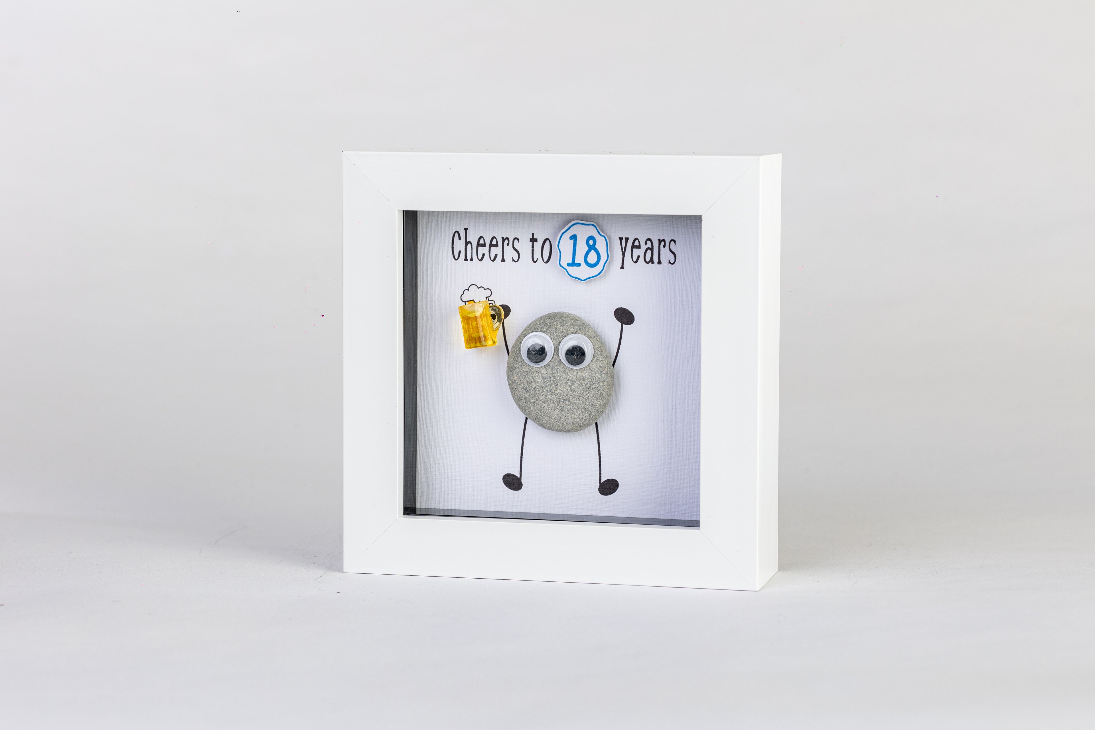 Cheers – Pebble Art – 4×4 Box Frame