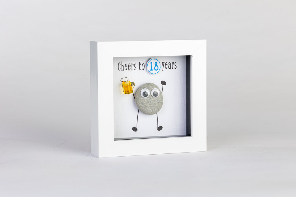 Cheers – Pebble Art – 4×4 Box Frame