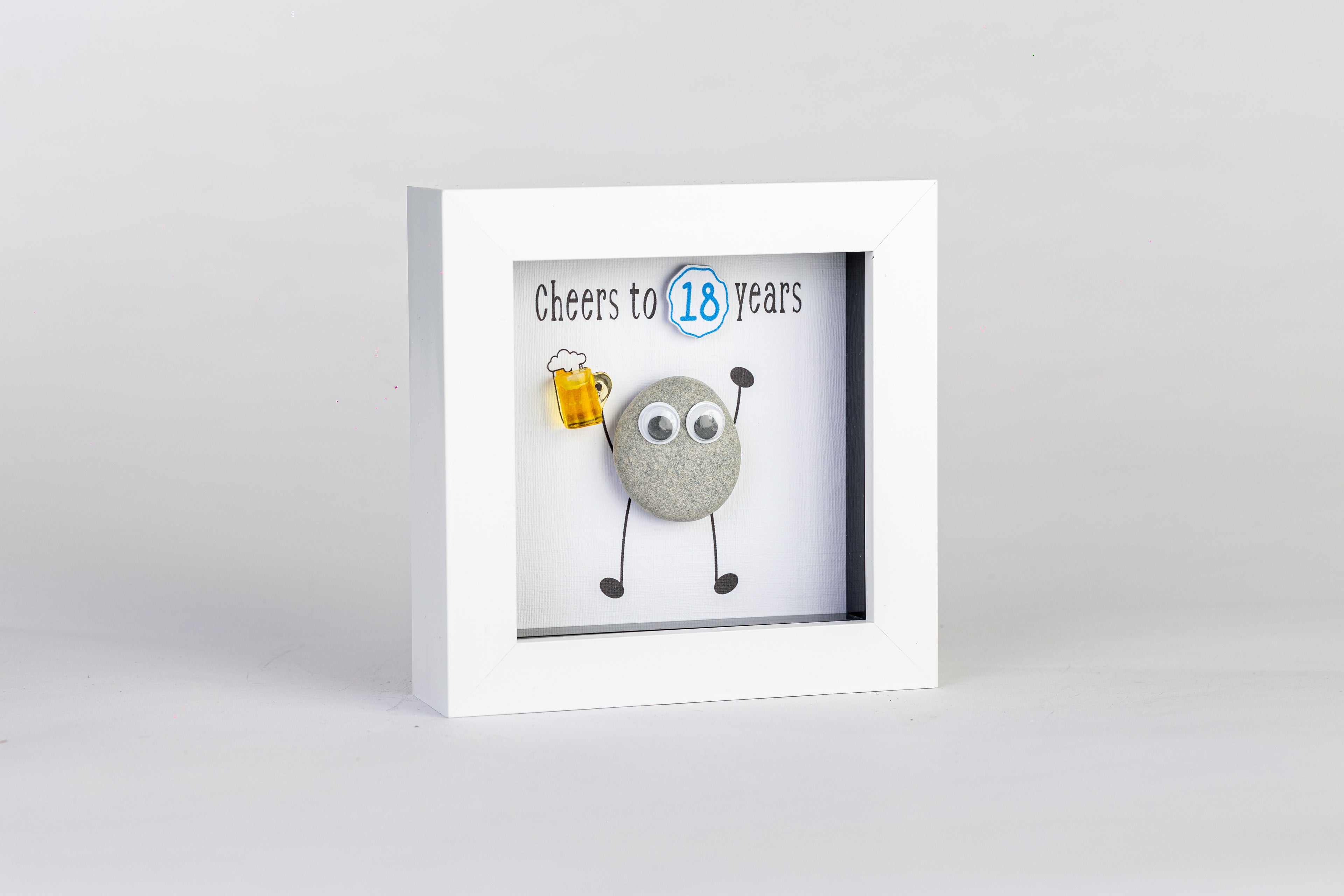 Cheers – Pebble Art – 4×4 Box Frame