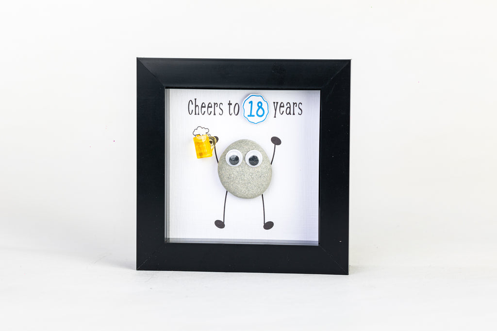 Cheers – Pebble Art – 4×4 Box Frame