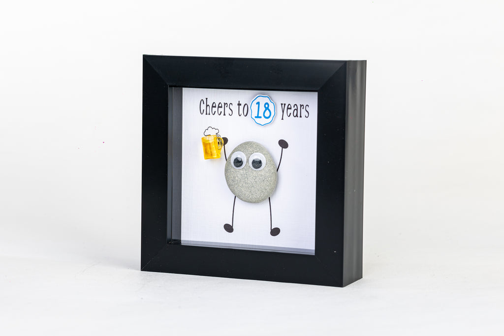 Cheers – Pebble Art – 4×4 Box Frame