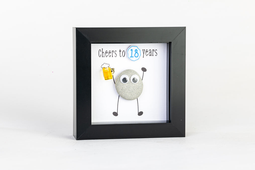 Cheers – Pebble Art – 4×4 Box Frame