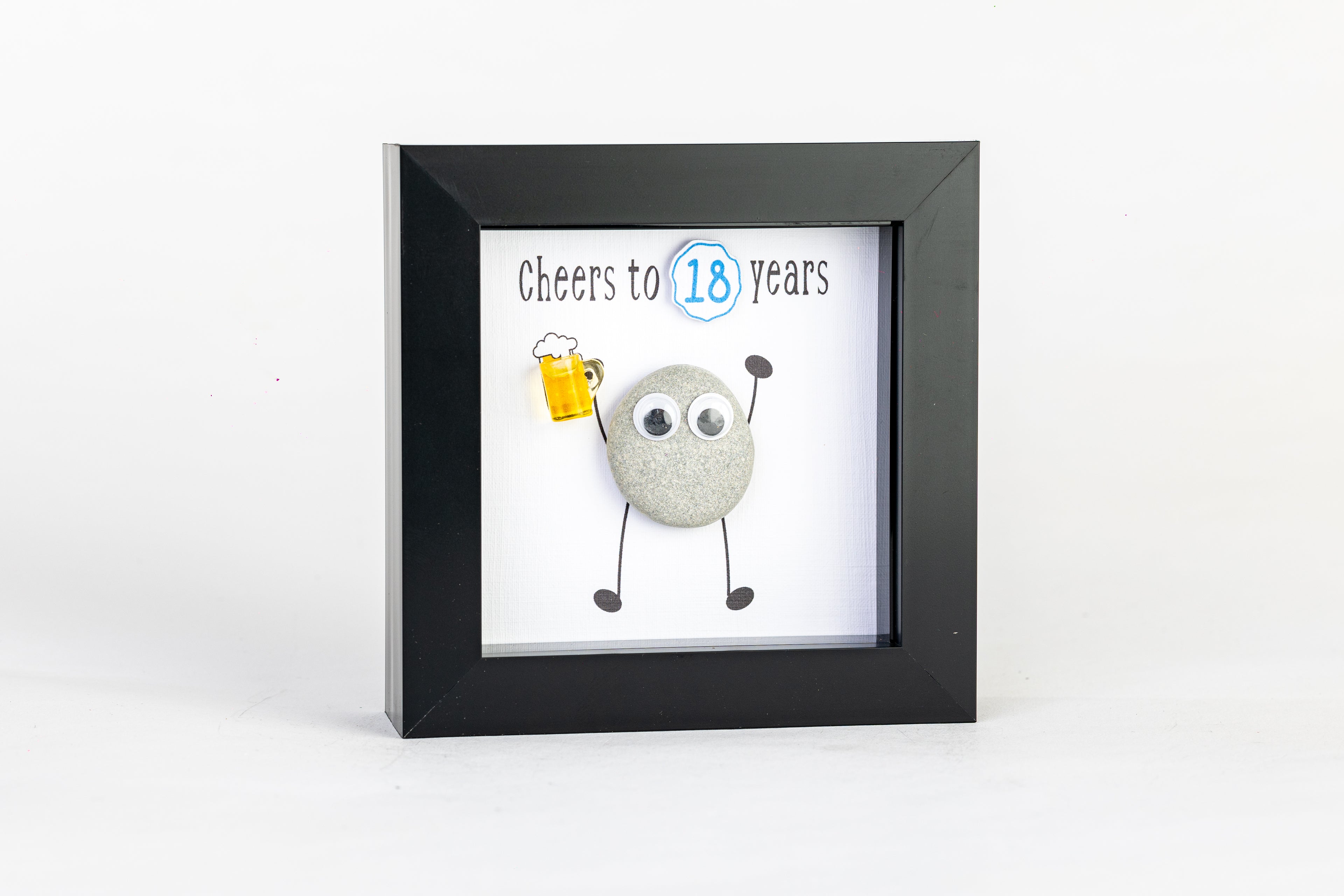 Cheers – Pebble Art – 4×4 Box Frame
