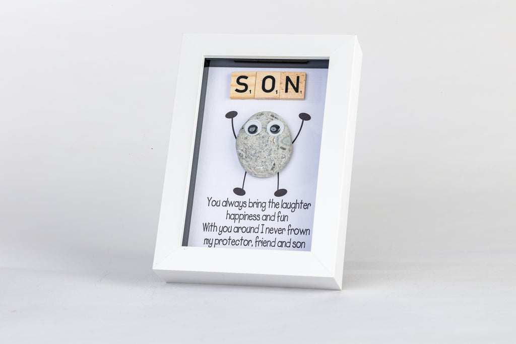 Protector, Friend, Son – Pebble Art – 4×6 Portrait Frame