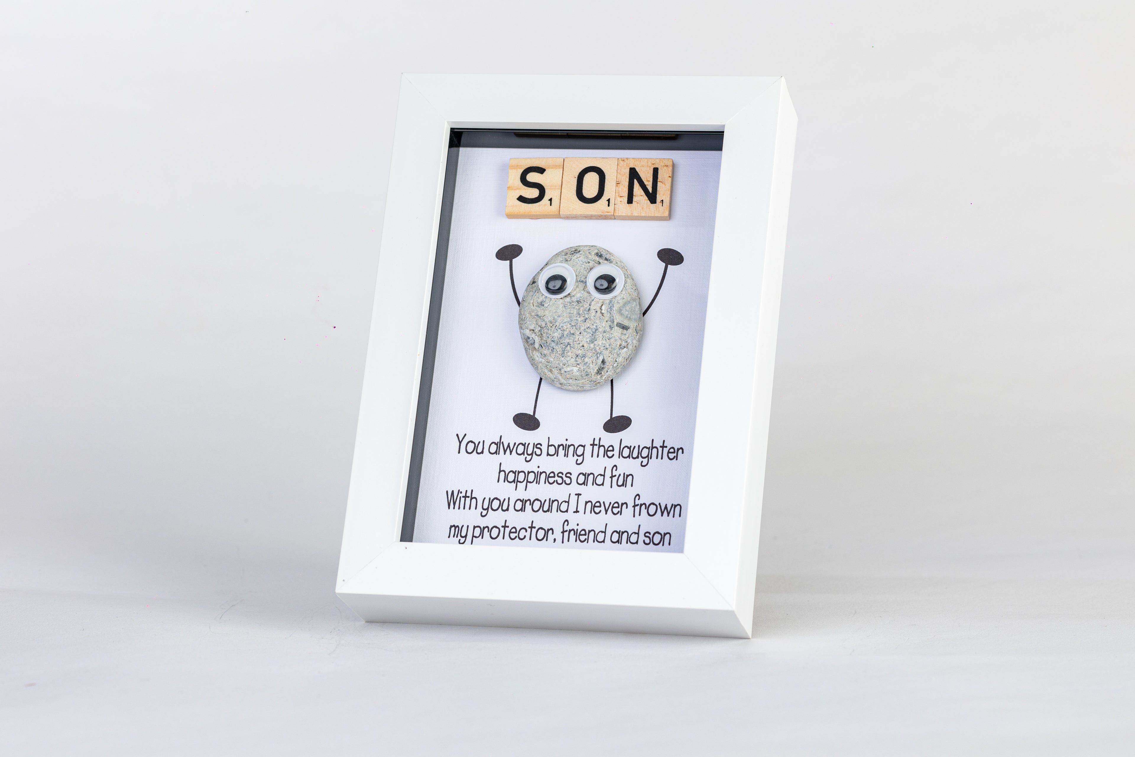 Protector, Friend, Son – Pebble Art – 4×6 Portrait Frame