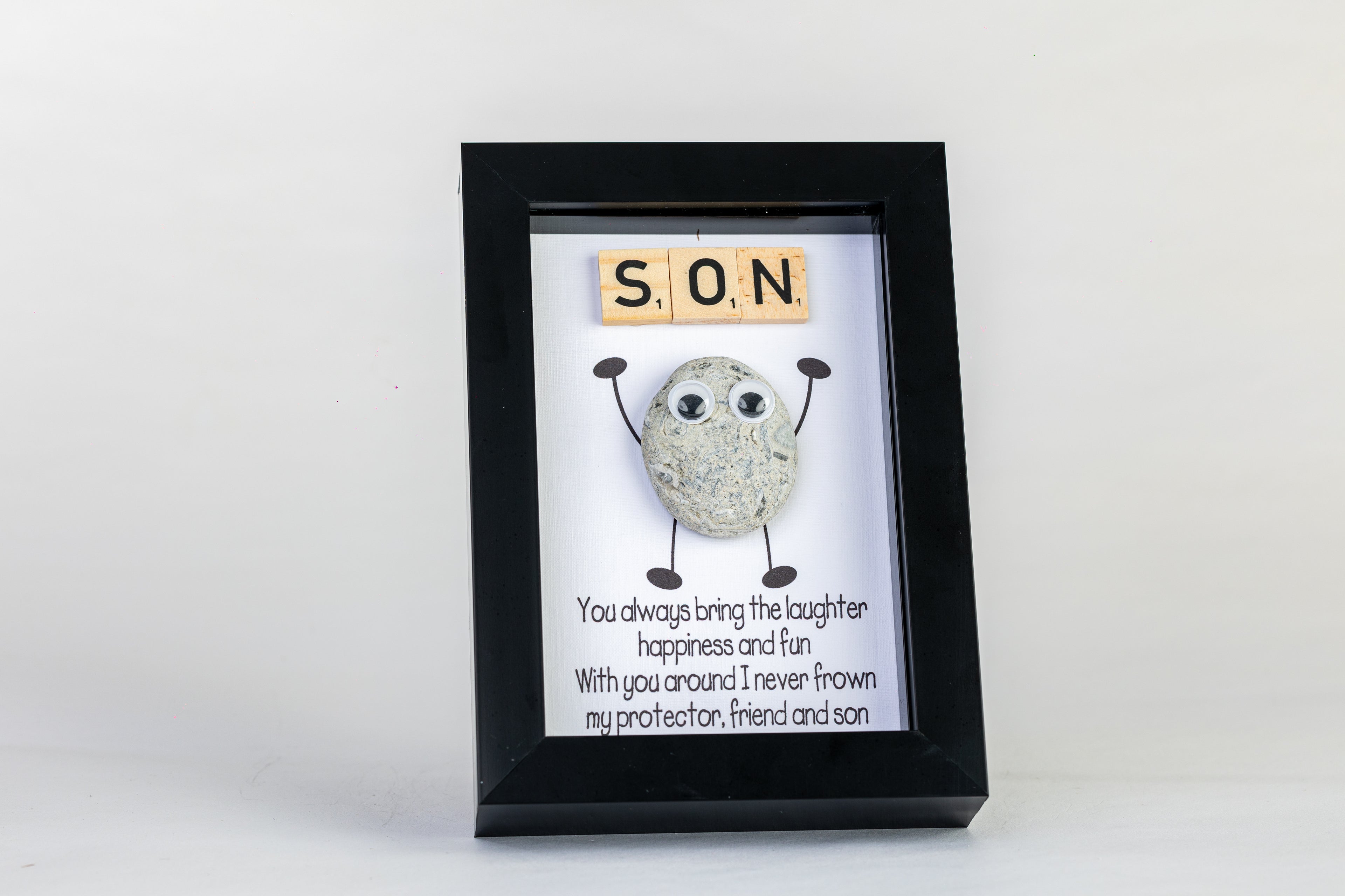 Protector, Friend, Son – Pebble Art – 4×6 Portrait Frame