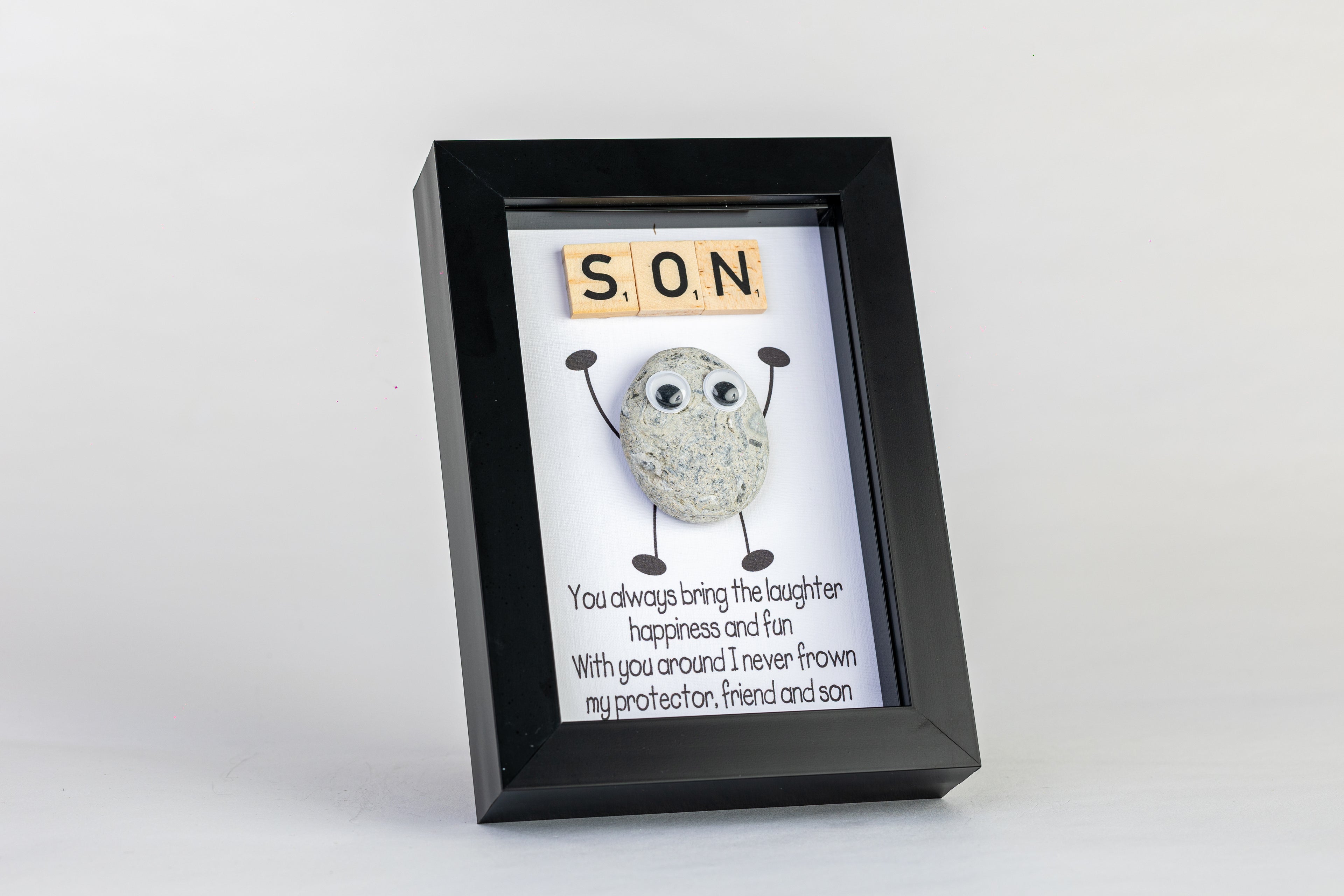 Protector, Friend, Son – Pebble Art – 4×6 Portrait Frame