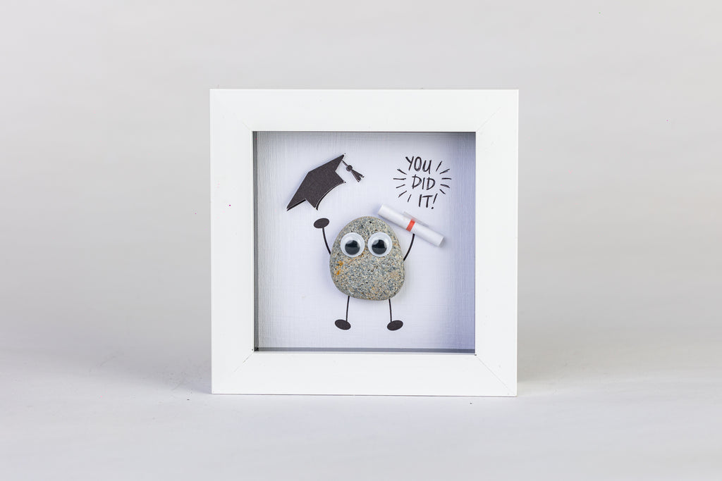 You Did It! – Graduation Pebble Art – 4×4 Box Frame