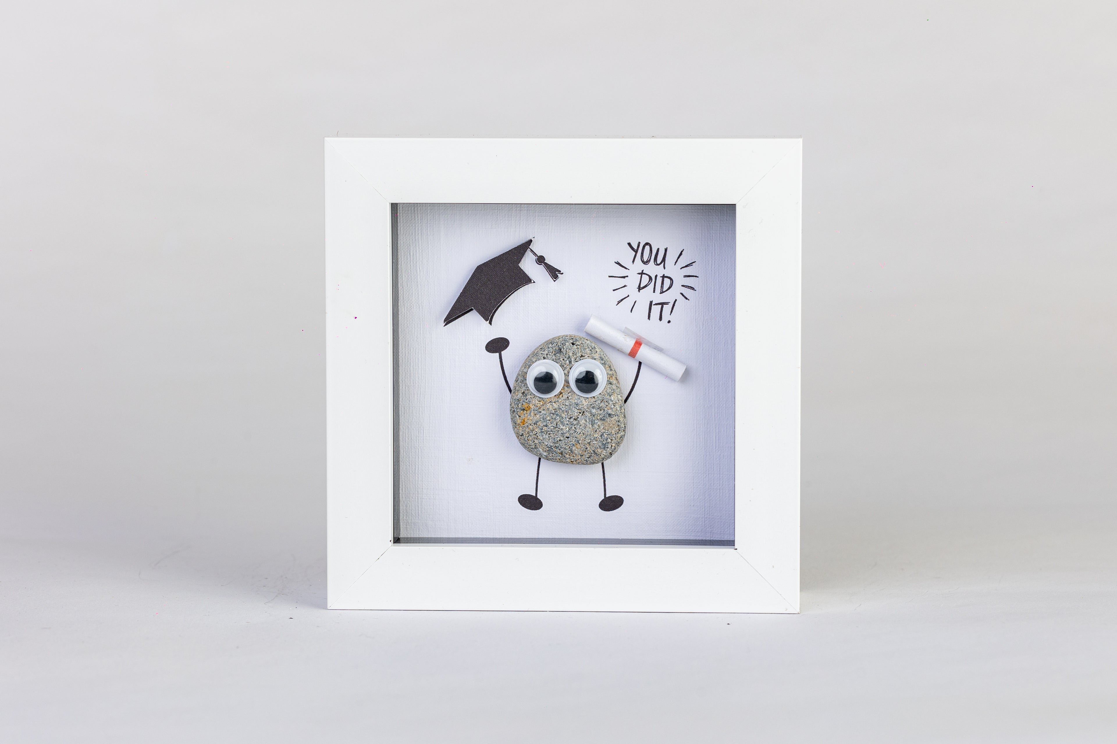 You Did It! – Graduation Pebble Art – 4×4 Box Frame