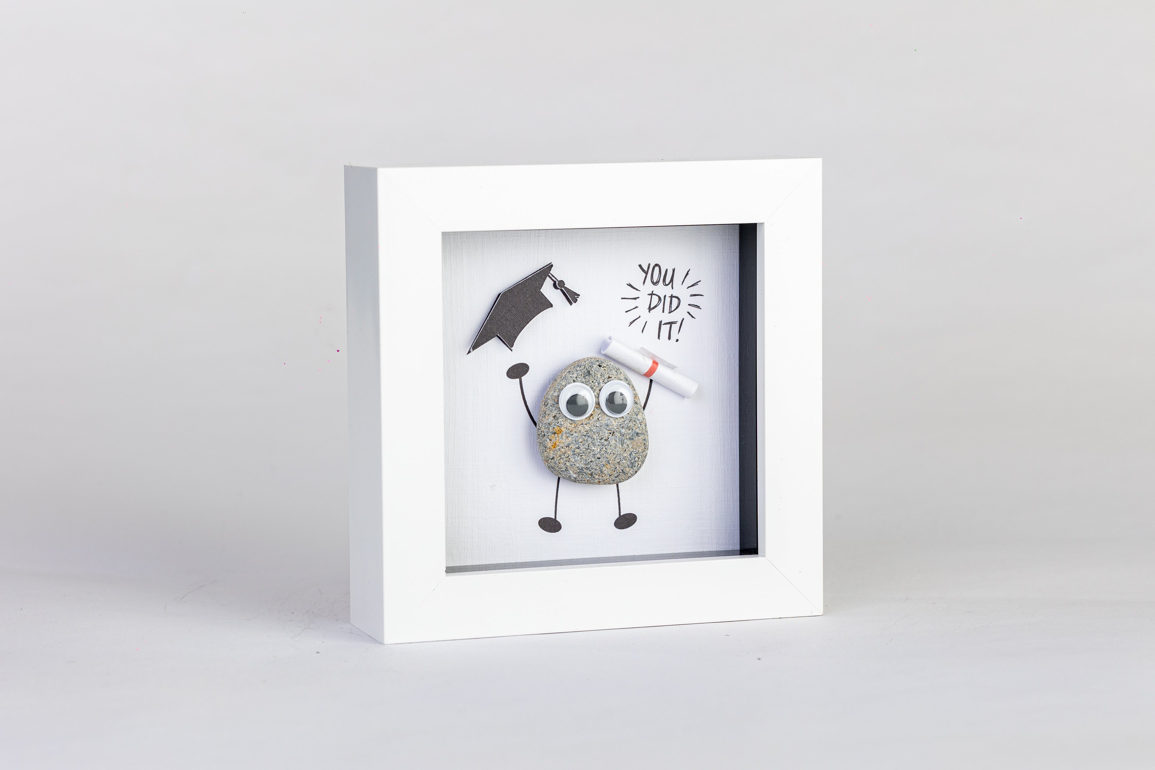 You Did It! – Graduation Pebble Art – 4×4 Box Frame