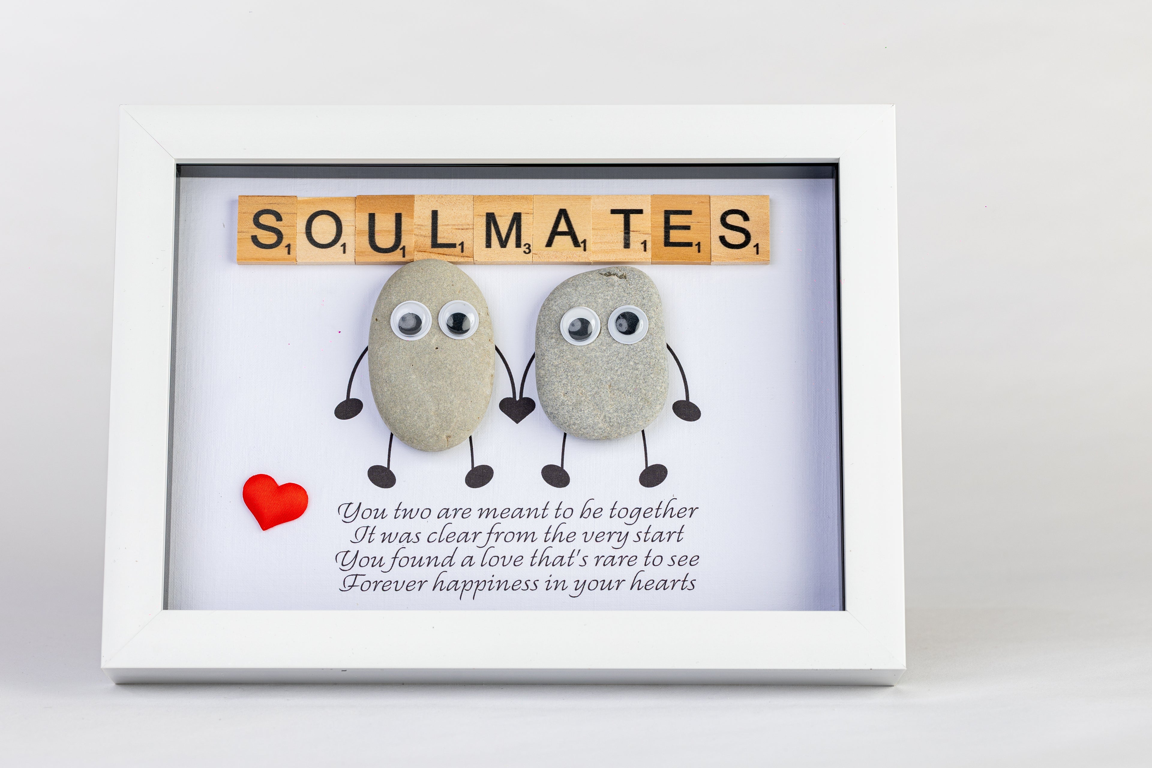 Soulmates – Pebble Art – 6×8 Landscape Frame