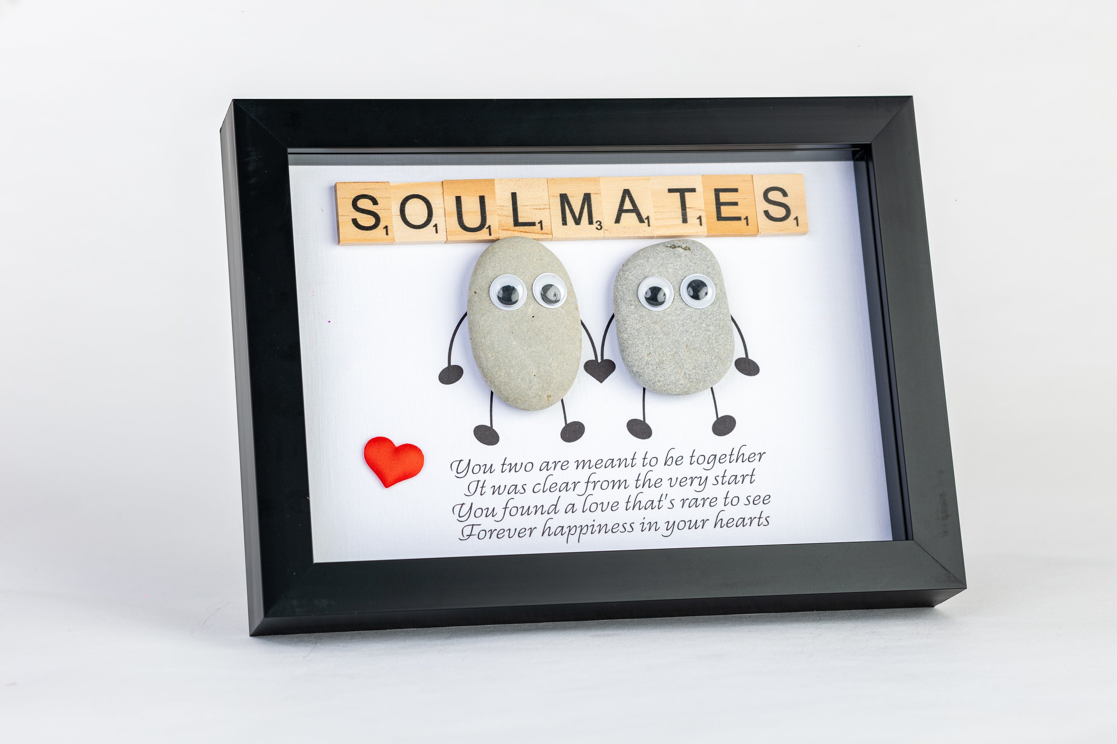 Soulmates – Pebble Art – 6×8 Landscape Frame