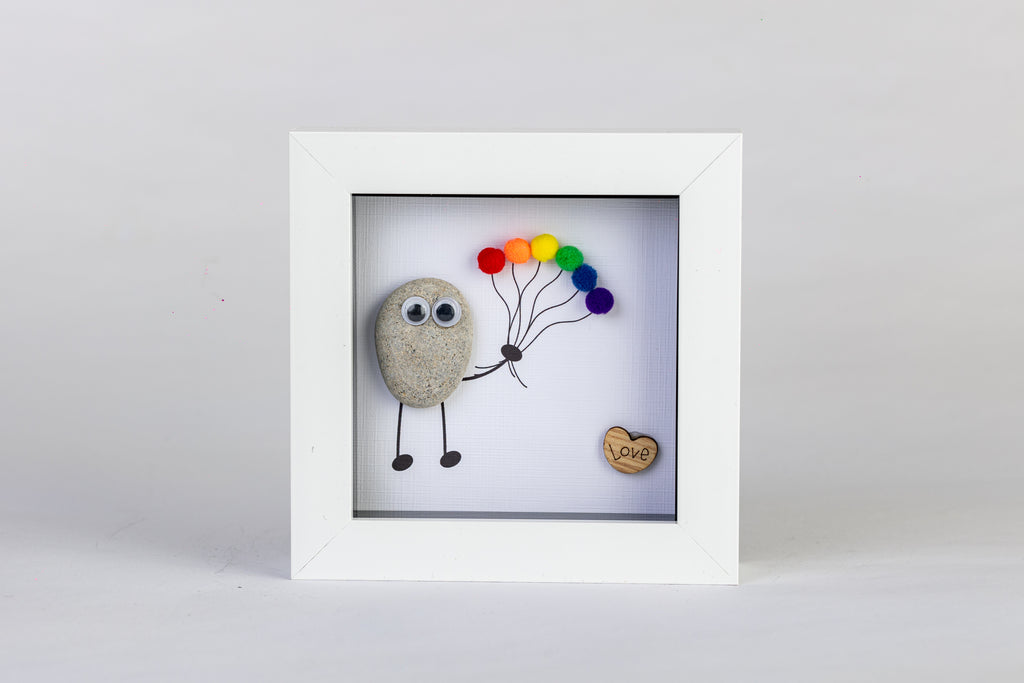 Pride Balloon Pebble Art – 4×4 Box Frame