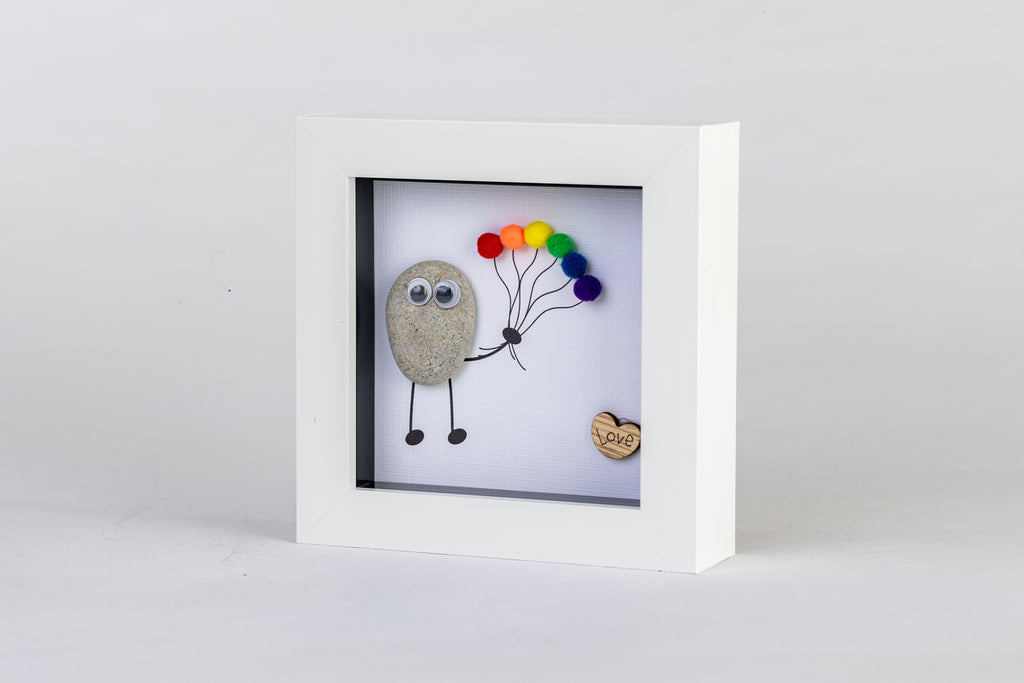 Pride Balloon Pebble Art – 4×4 Box Frame