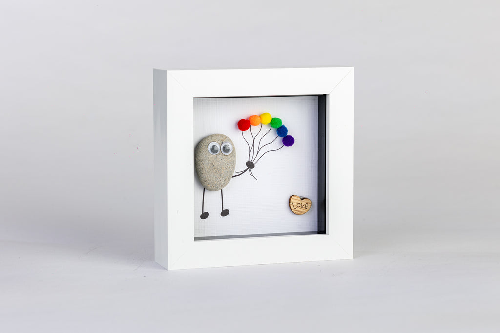 Pride Balloon Pebble Art – 4×4 Box Frame
